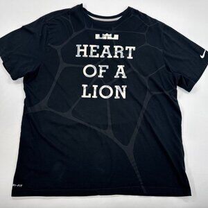 Nike Shirt Mens 2XL Black Lebron James Heart of Lion Graphic Print Tee Dri Fit